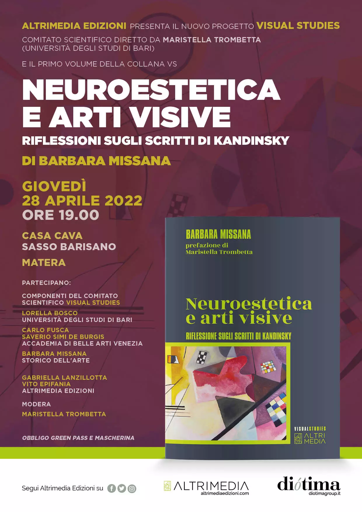 “Neuroestetica e arti visive” per la nuova collana di Altrimedia “Visual studies”. Giovedì 28 la presentazione a Matera 1 “Neuroestetica e arti visive” per la nuova collana di Altrimedia “Visual studies”. Giovedì 28 la presentazione a Matera
